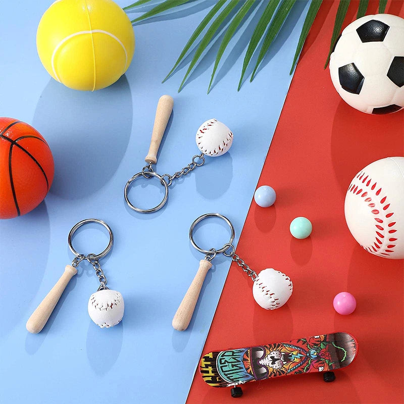 60pcs baseball wooden keychains sport car key chain souvenir gifts for women men hanbag pendants keyrings diy
