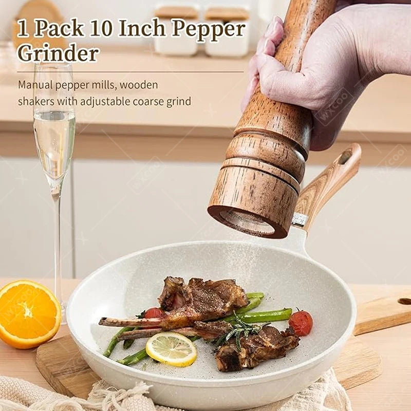 Wxcoo wood salt and pepper grinder cooking spice shakers mills grinding bottle with base kitchen accessories