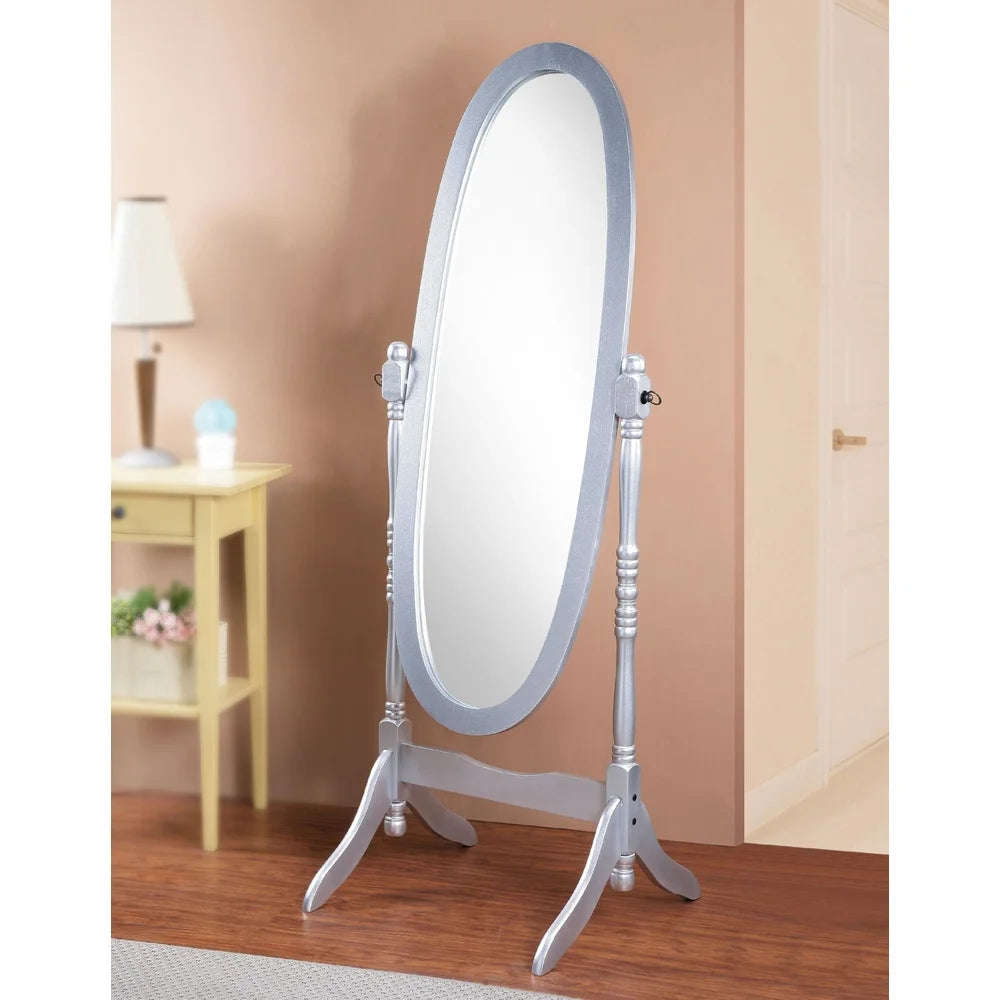 Traditional cheval mirror freestanding wood frame adjustable tilting oval glass antique reproduction bedroom decor