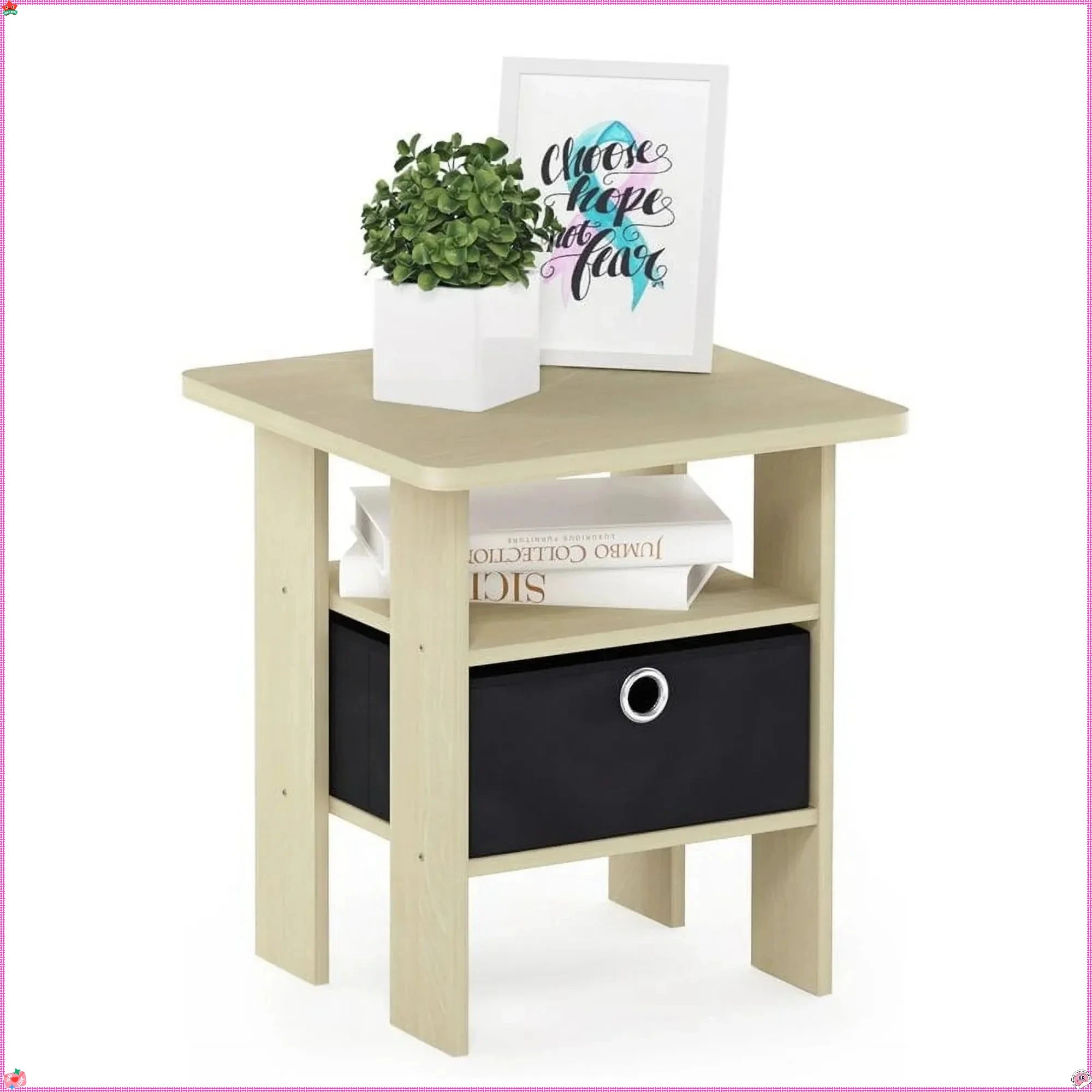 Natural engineered wood side table with storage drawer that fits perfectly next to your chair or sofa - united states