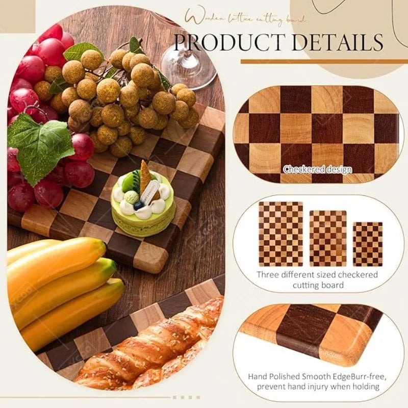 Wxcoo wood cutting board splicing checkerboard boards for kitchen counter cut fruit vegetable chopping gadget