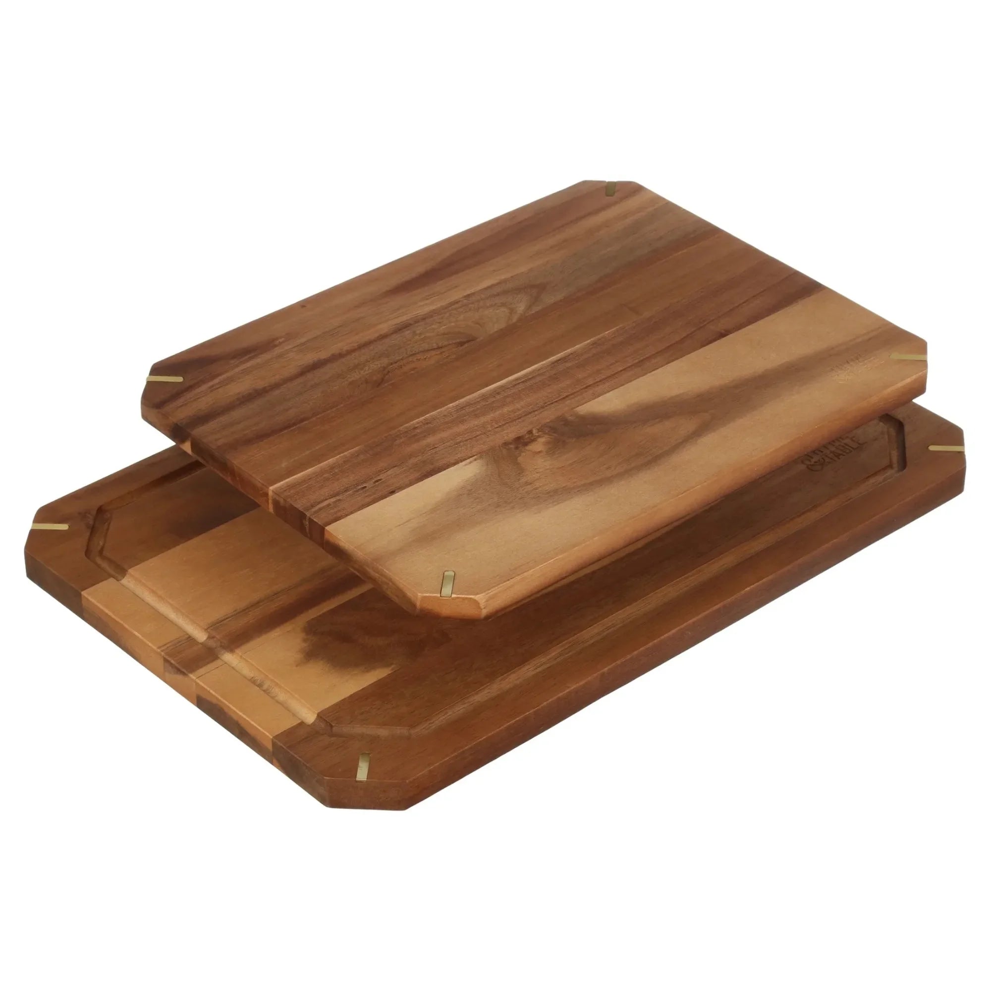 2-piece acacia cutting board set. Durable knife friendly natural wood. Kitchen essential dishwasher safe hostess gift