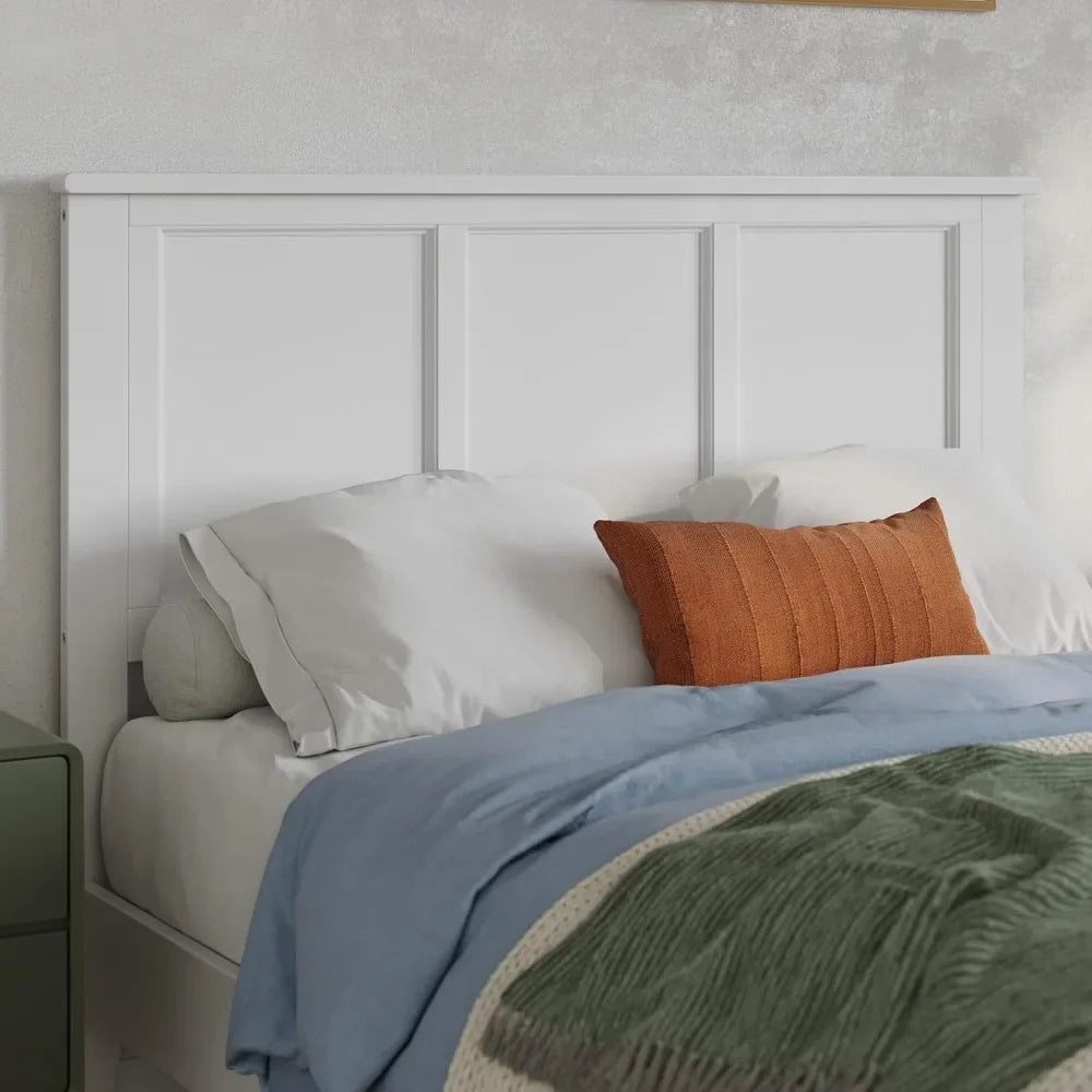 Madison full solid wood panel headboard with attachable charger white - united states