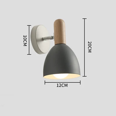Wooden wall lights bedside lamp bedroom light sconce for kitchen restaurant modern nordic e27 home decor - gray