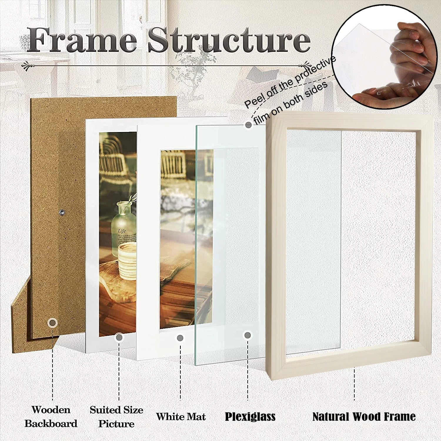 10 piece wood family photo frame wall gallery kit picture for with plexiglass classic wooden hanging