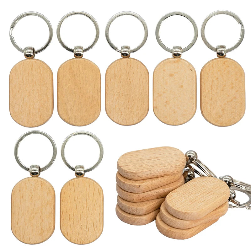 110pcs wood keychain blanks key chain unfinished