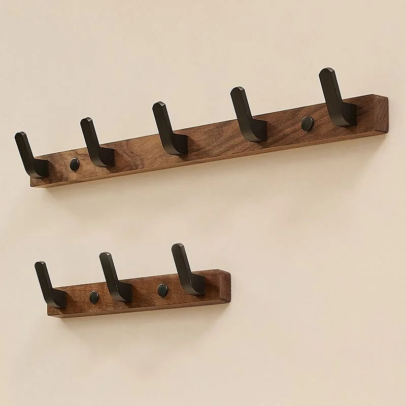 Spanish style walnut wooden hooks fitting room hanging clothes hats dress rack entrance door bedroom hangers wall