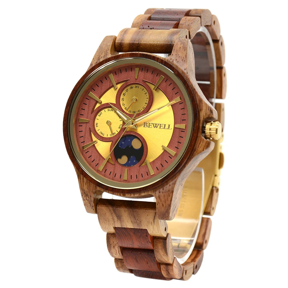 Wooden watch for men husband custom engraved wood wristwatch day&night conversion pattern gift anniversary christmas f