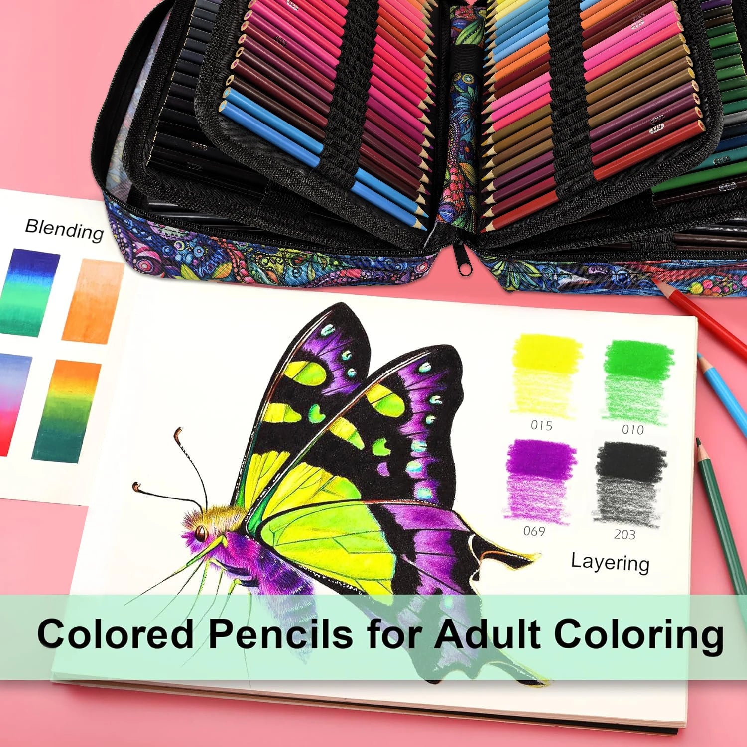 260 colored pencils soft core oil-based coloring kit with zipper for artists drawing sketching blending shading