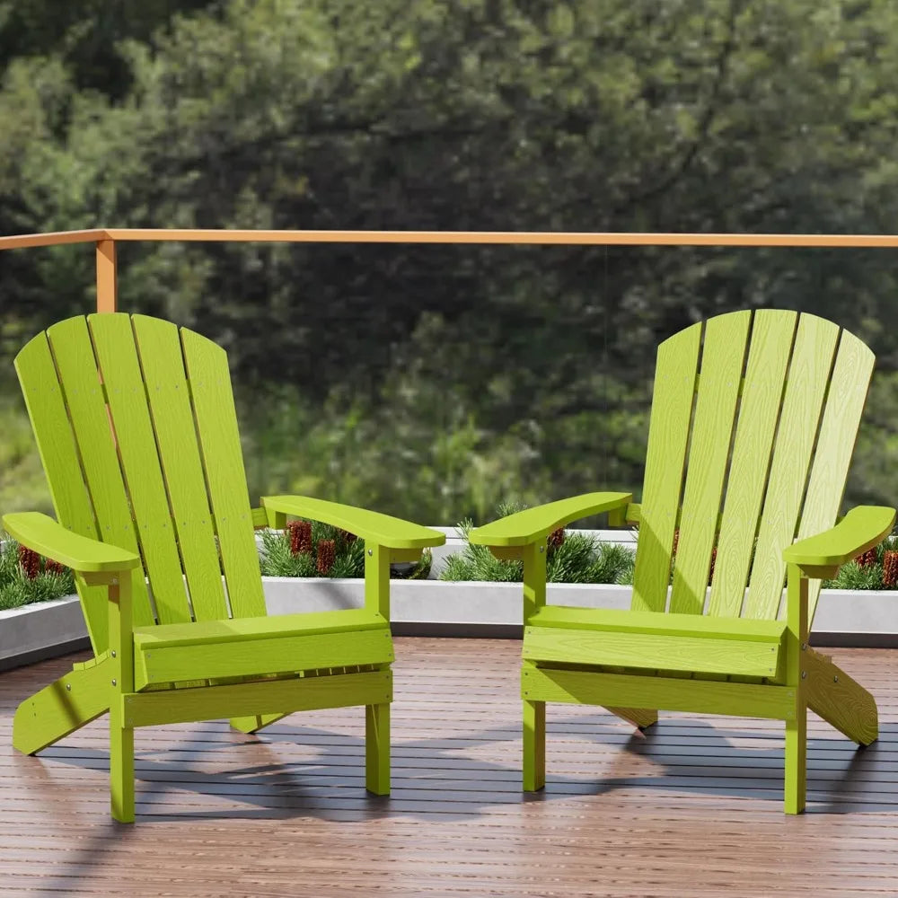 Adirondack chairs set of 2: plastic - patio with wood texture - outdoor chair hips - lawn fire pit