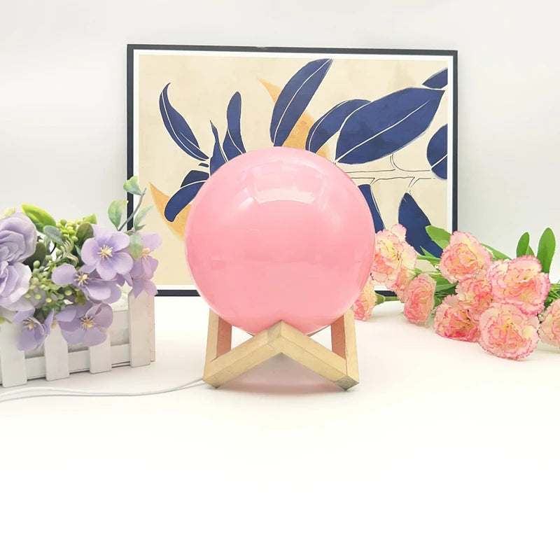 Modern and simple wooden round ball decorative small table lamp bedroom bedside living room to add atmosphere environm