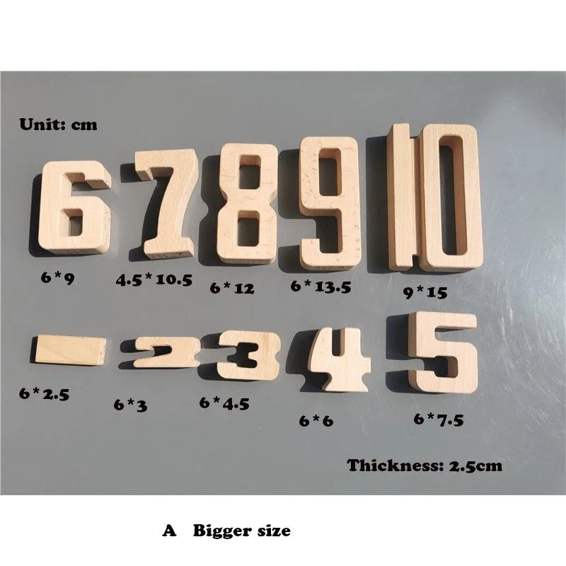 Wooden building stacking digital blocks montessori math numbers toys for kids educational play - game