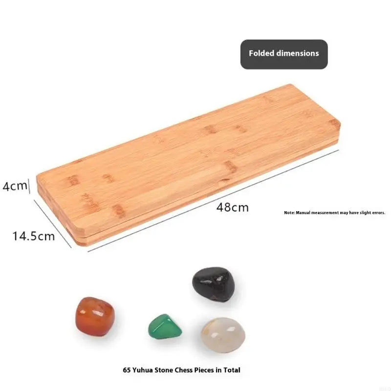 Foldable wooden mancala board game for 2 includes 65 glass rockss 69hd