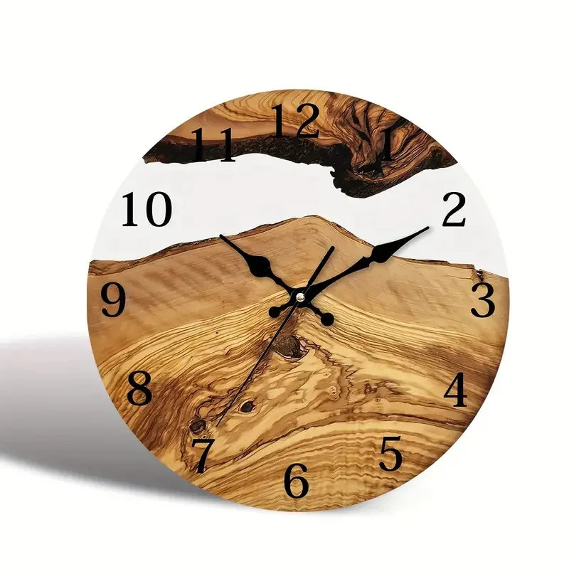 Wood grain wall clock transparent minimalist design hanging silent living room office art watch home decor hororloge