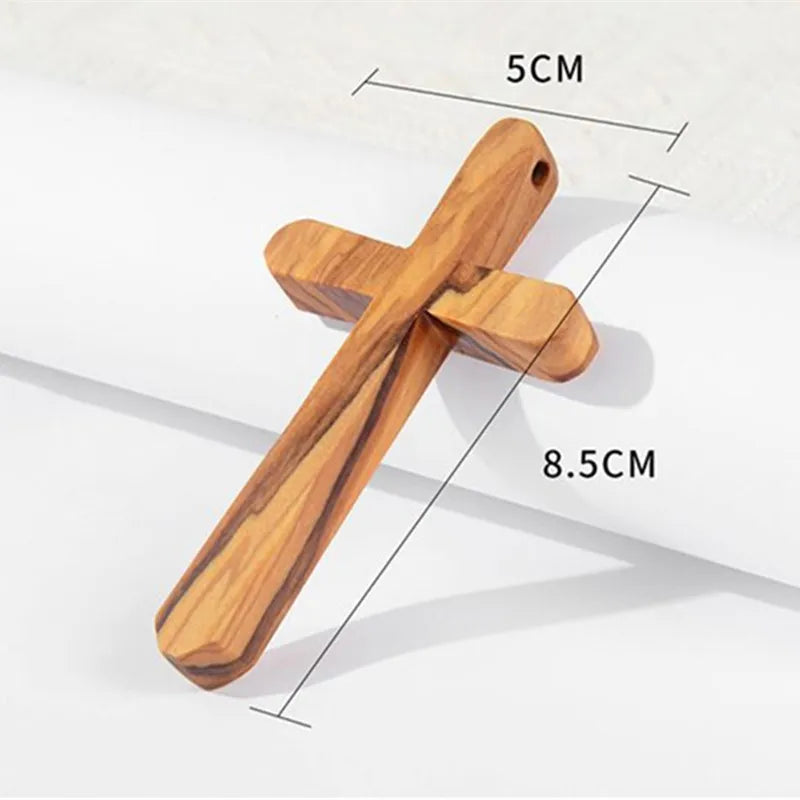 Olive wood caring cross pocket jesus christ church gift religious christmas prayer - dark khaki / china - (christian)