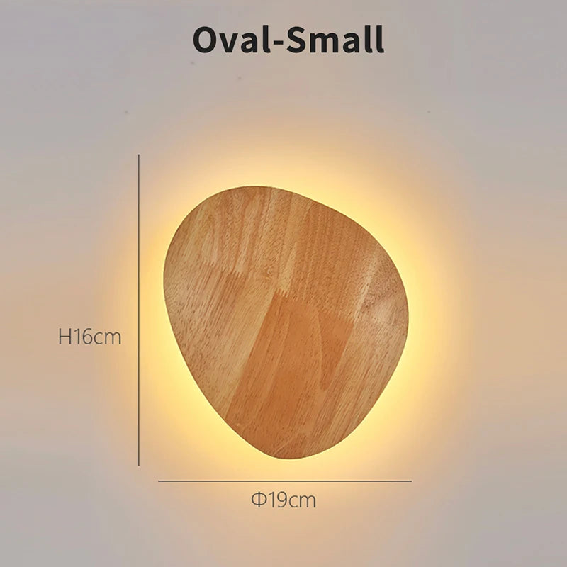 Nordic led wall light modern original circular wooden personalized bedside bedroom staircase hanging - oval-8w