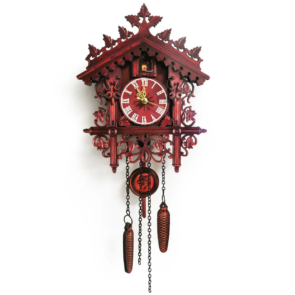 Vintage cuckoo clock tree house swing wall with roman numbers - handcrafted mdf wooden home decor for bedroom office