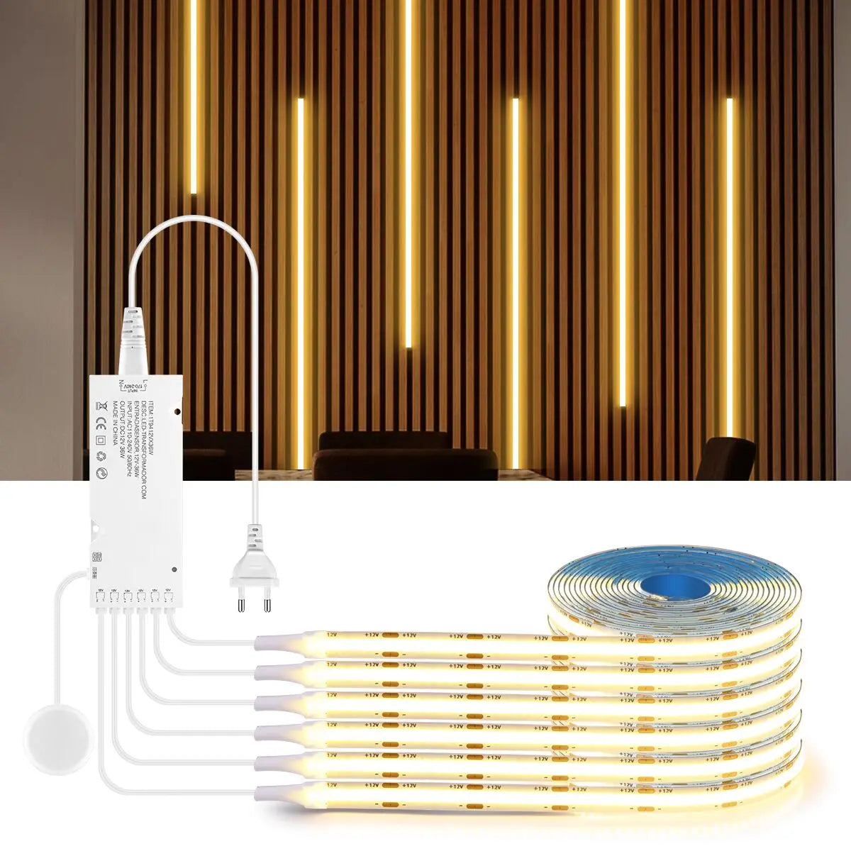 Led acoustic board decorative cob light strip touch dimmable wall background lamp show shelf under cabinet bedroom night
