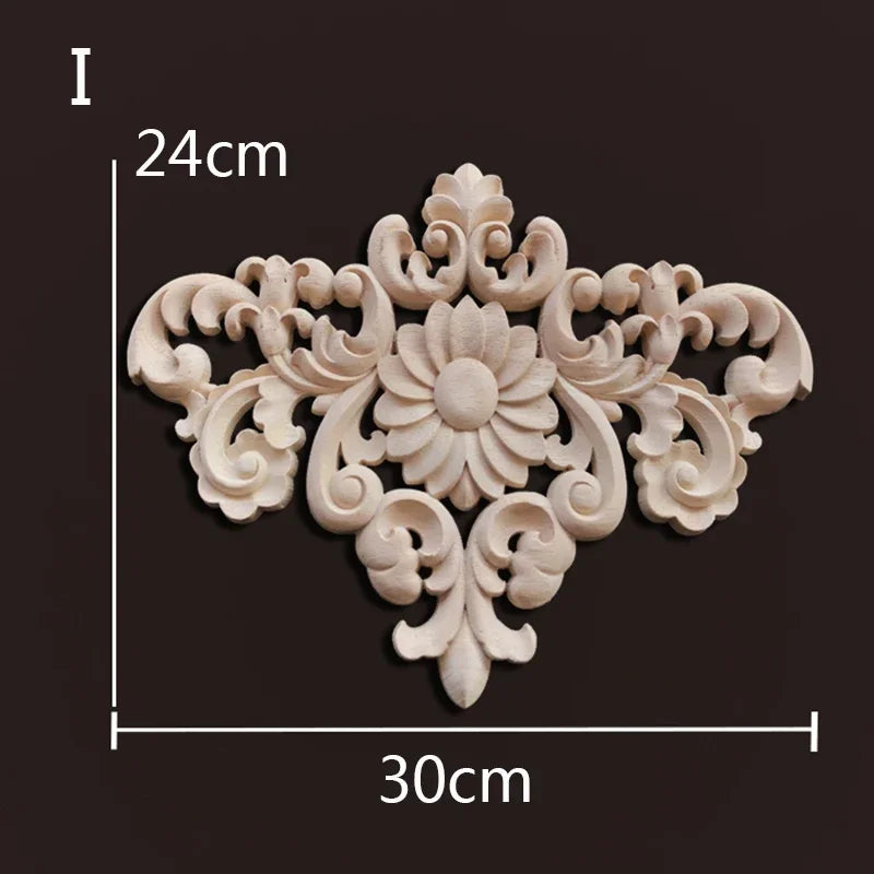 Europe wood appliques molding decals for furniture home decor carving onlays flower background wall decoration