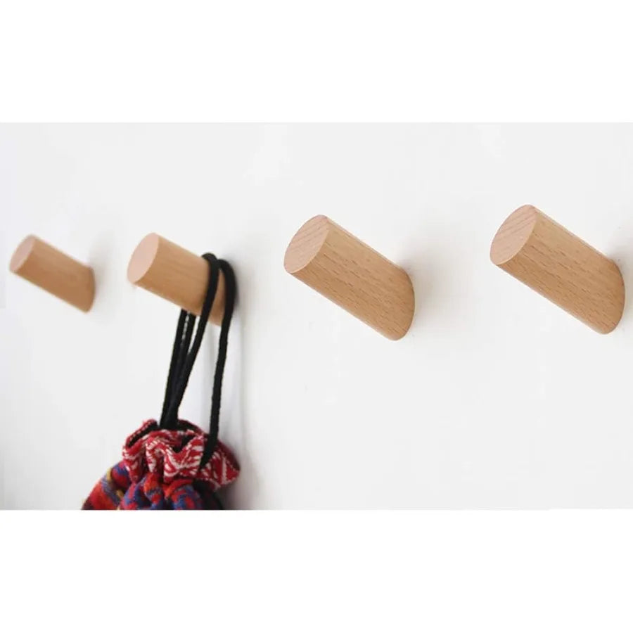 Wood wall hooks 4 pack mounted rustic wooden heavy duty robe hook hat rack for hanging bathroom towels clothes hanger