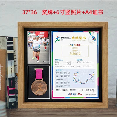 Wooden medal display frame marathon bae creative picture stand storage organizer modern simple sle rectangle - original