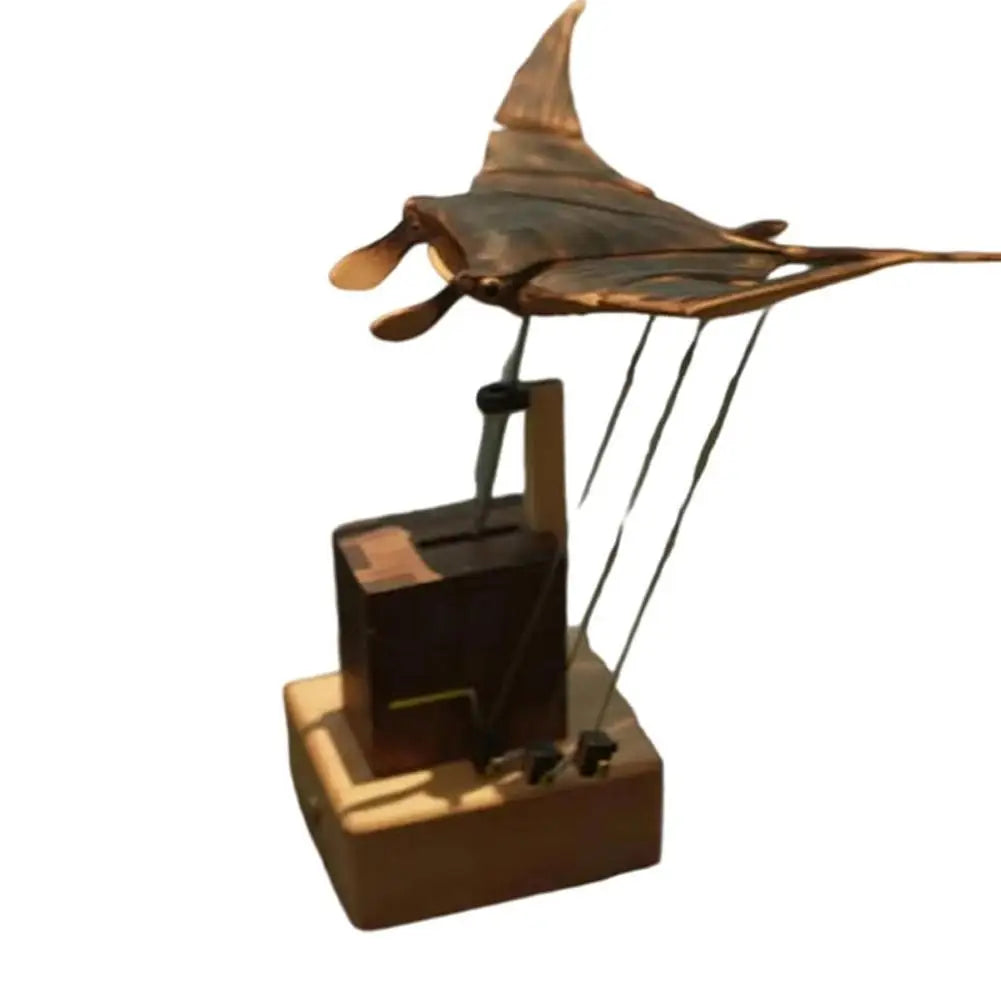 Electric bionic manta ray ornament handmade wooden motorized figurine 3d swimming motion home decoration holiday
