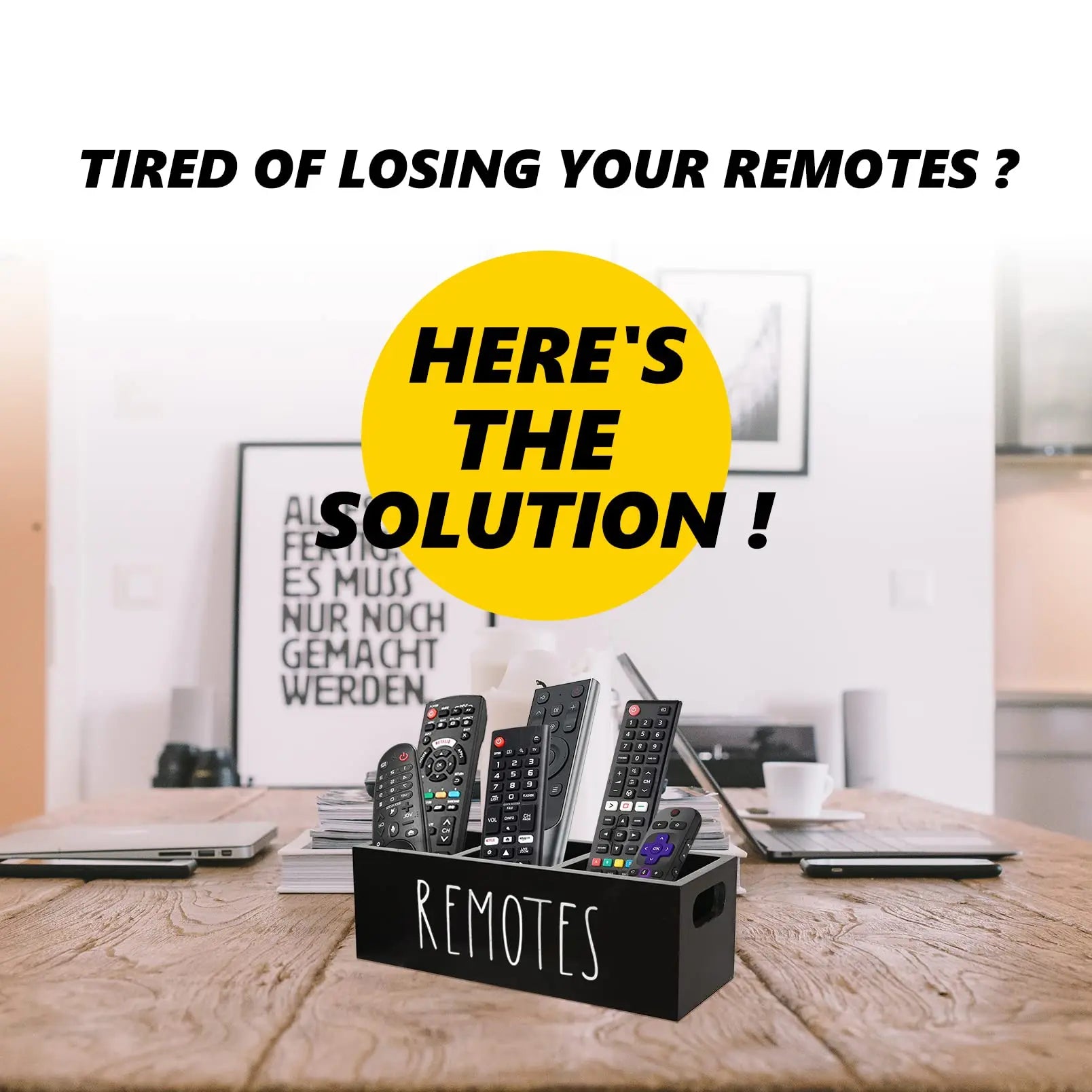 Wooden organizer for remote controls stationery living room bedroom office desk storage bins home organization