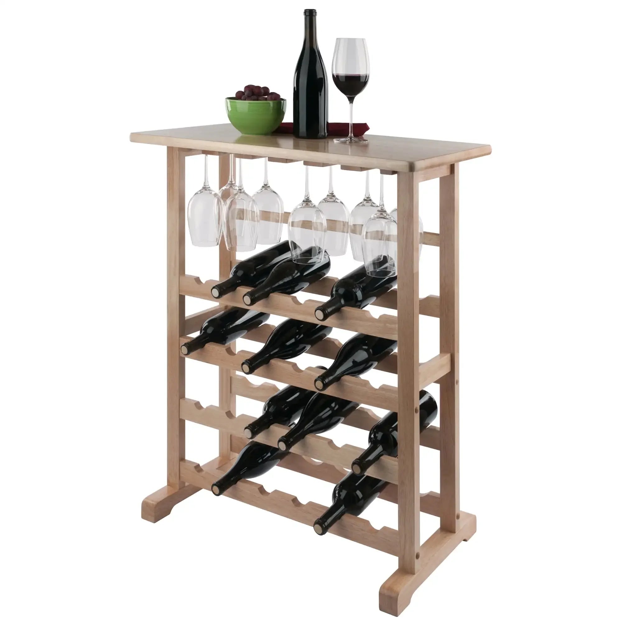 24-bottle wine rack natural wood freestanding storage display shelf for kitchen bar multiple finish options available