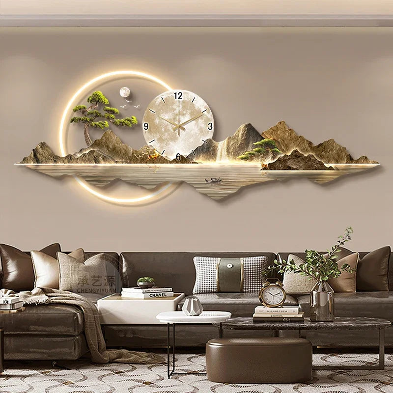 Large led wall clocks art mural luxury wooden restaurant nordic minimalist watch fashion relogio de parede room