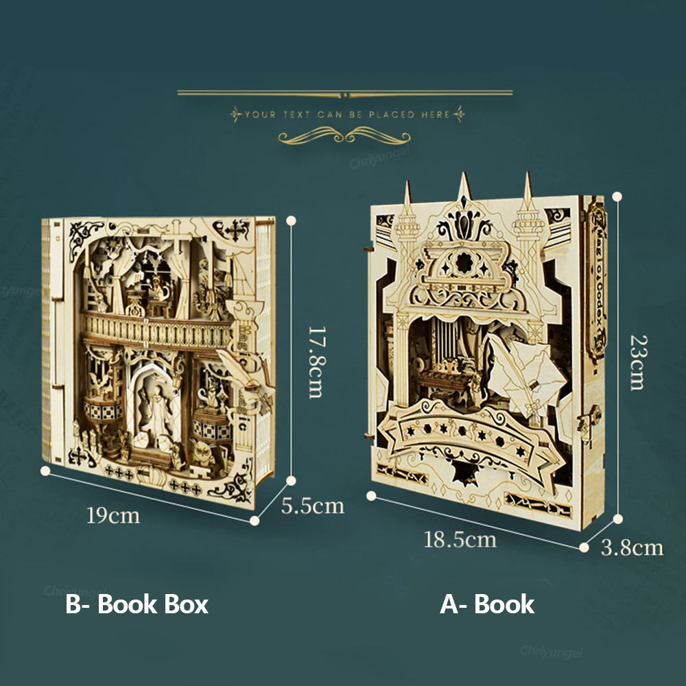 Book of secrets 3d puzzle wooden diy assembly miniature house kit home living room decor crafts gift for adults kids 2