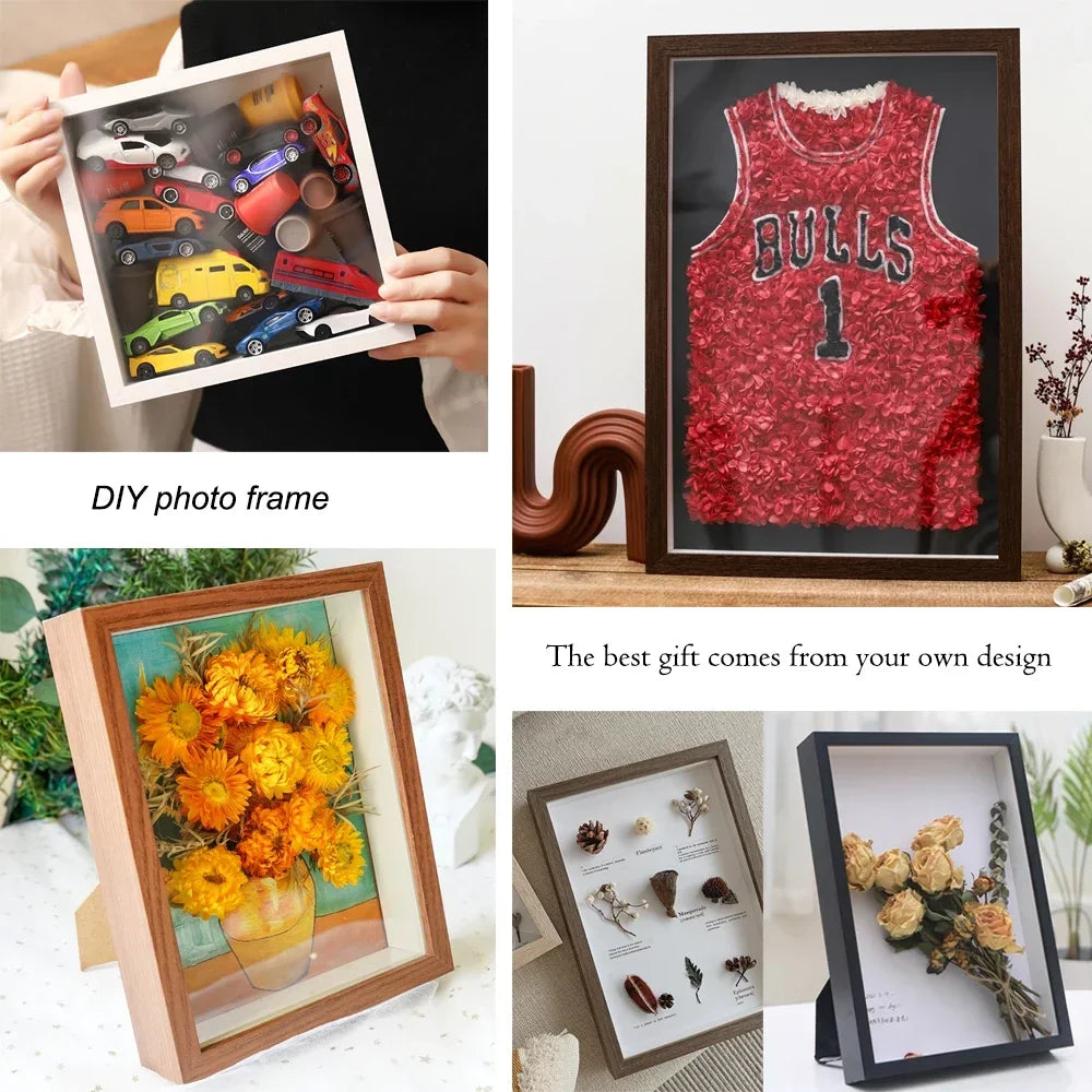 2pcs 3d photo frames wooden picture frame depth 5cm nordic shadow box dried flower specimens holder handmade diy gift