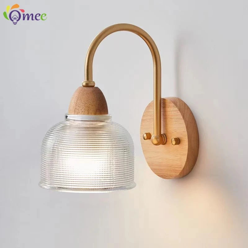 Modern indoor wall light lamp suitable for bedroom bedside living room home decor fixture wooden vintage led lamps