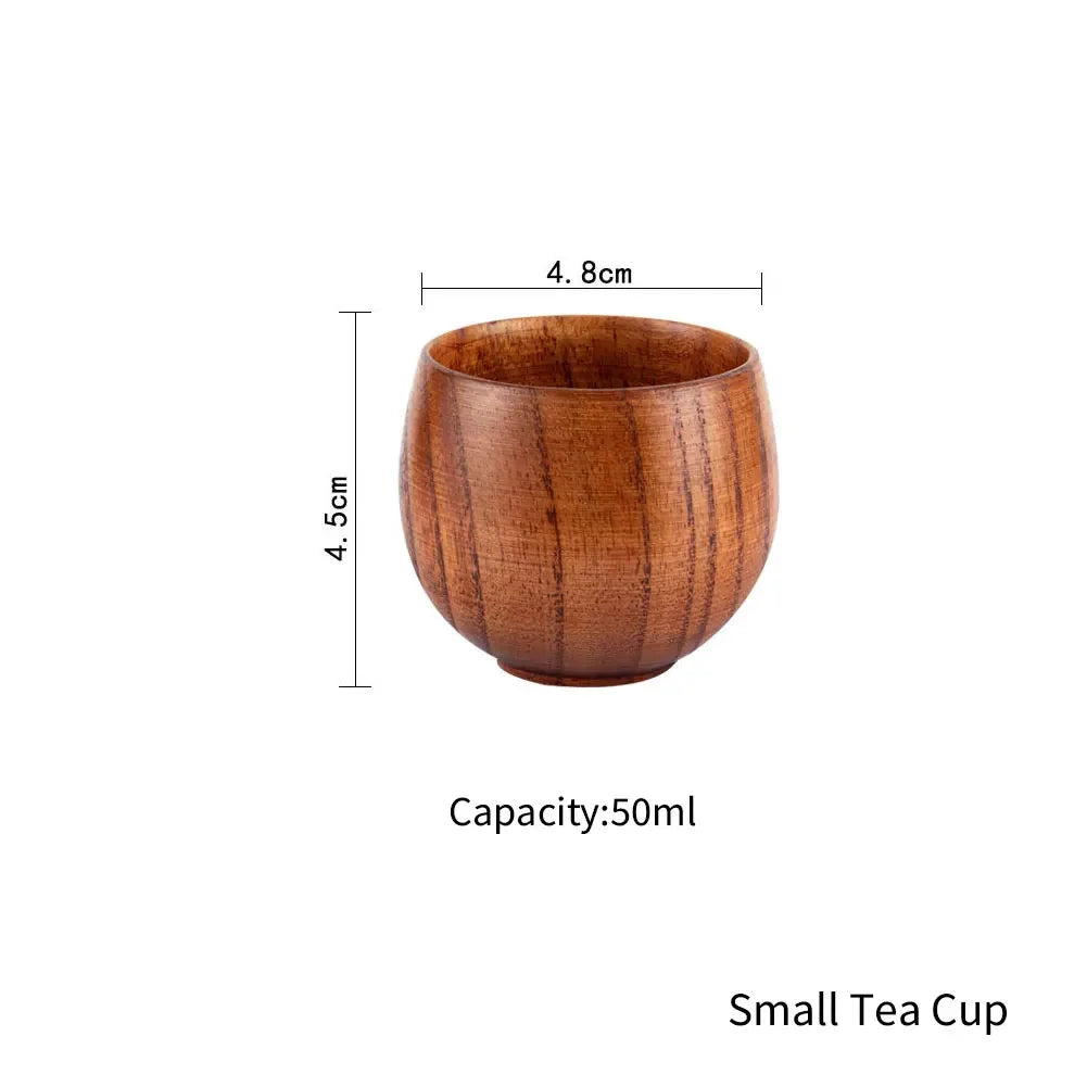 Jujube wooden handmade water coffee mug cup tea beer juice milk mugs drink cups with handle retro gift - small