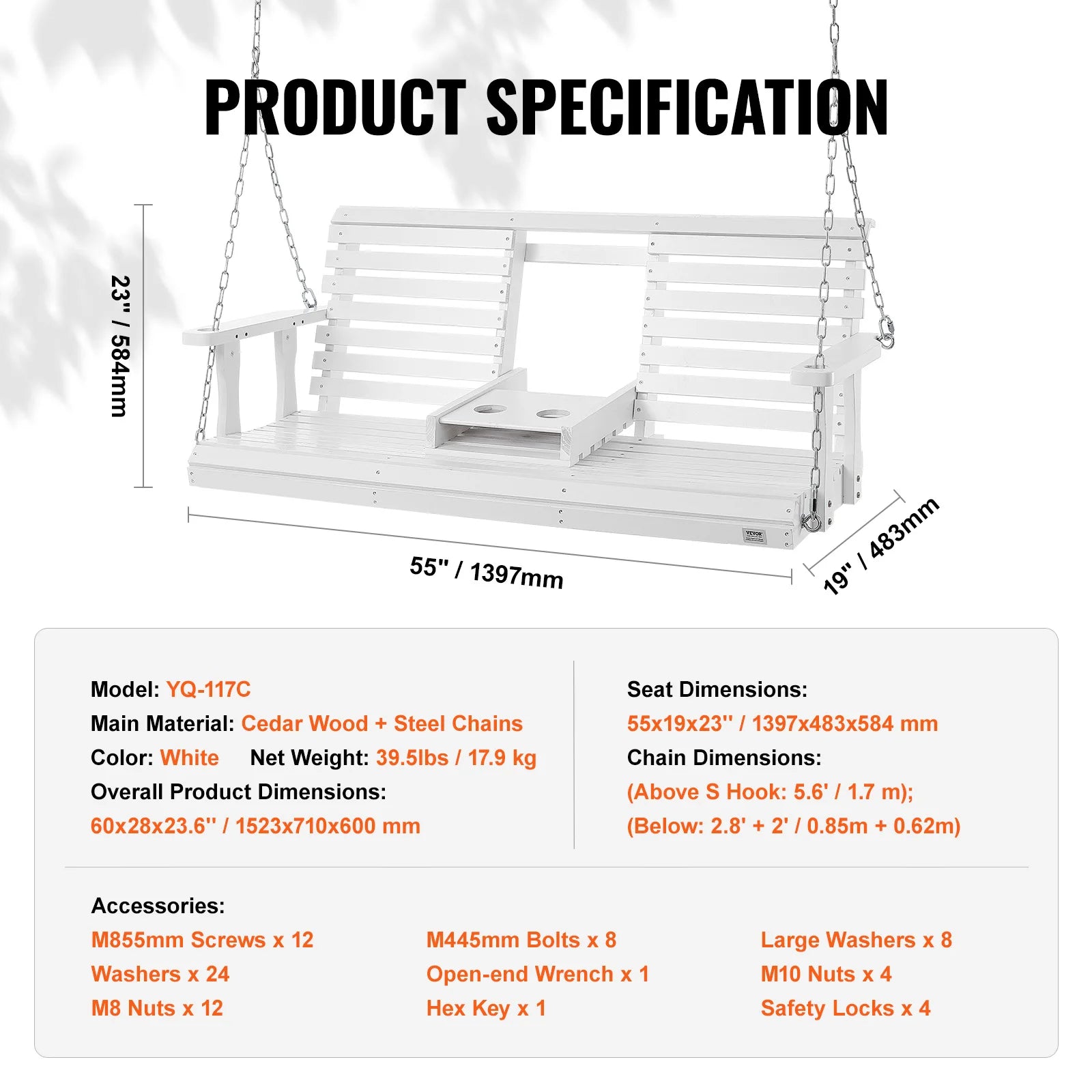 Succebuy wooden porch swing 5 ft patio bench swing for courtyard garden upgraded 880 lbs strong load capacity chair