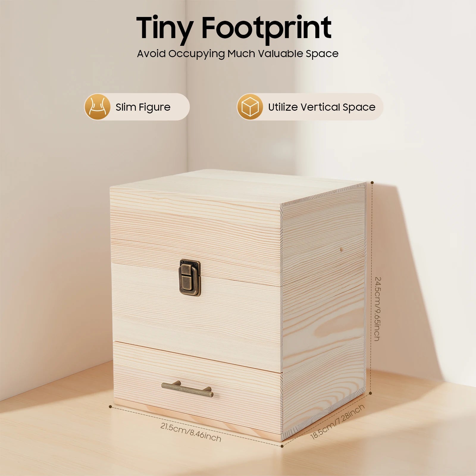 3-tier 59 slots wooden essential oil storage box organizer for 10ml/15ml bottles nail polish cosmetics - khaki / united