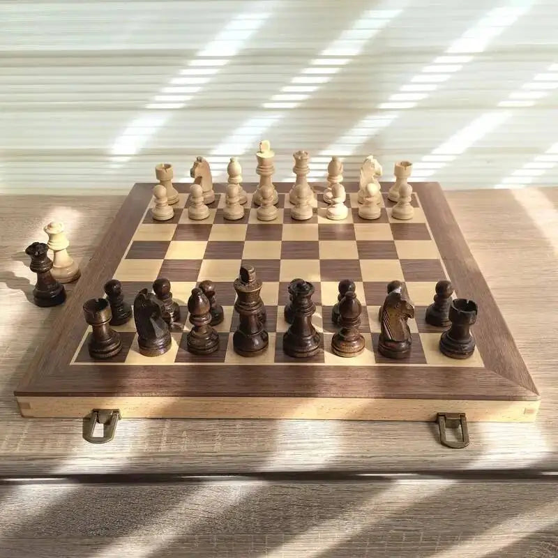 Large size wooden chess and checkers 39 * 2.5cm/15 0.98inch with weighted pieces -2 extra queens -24 - chess