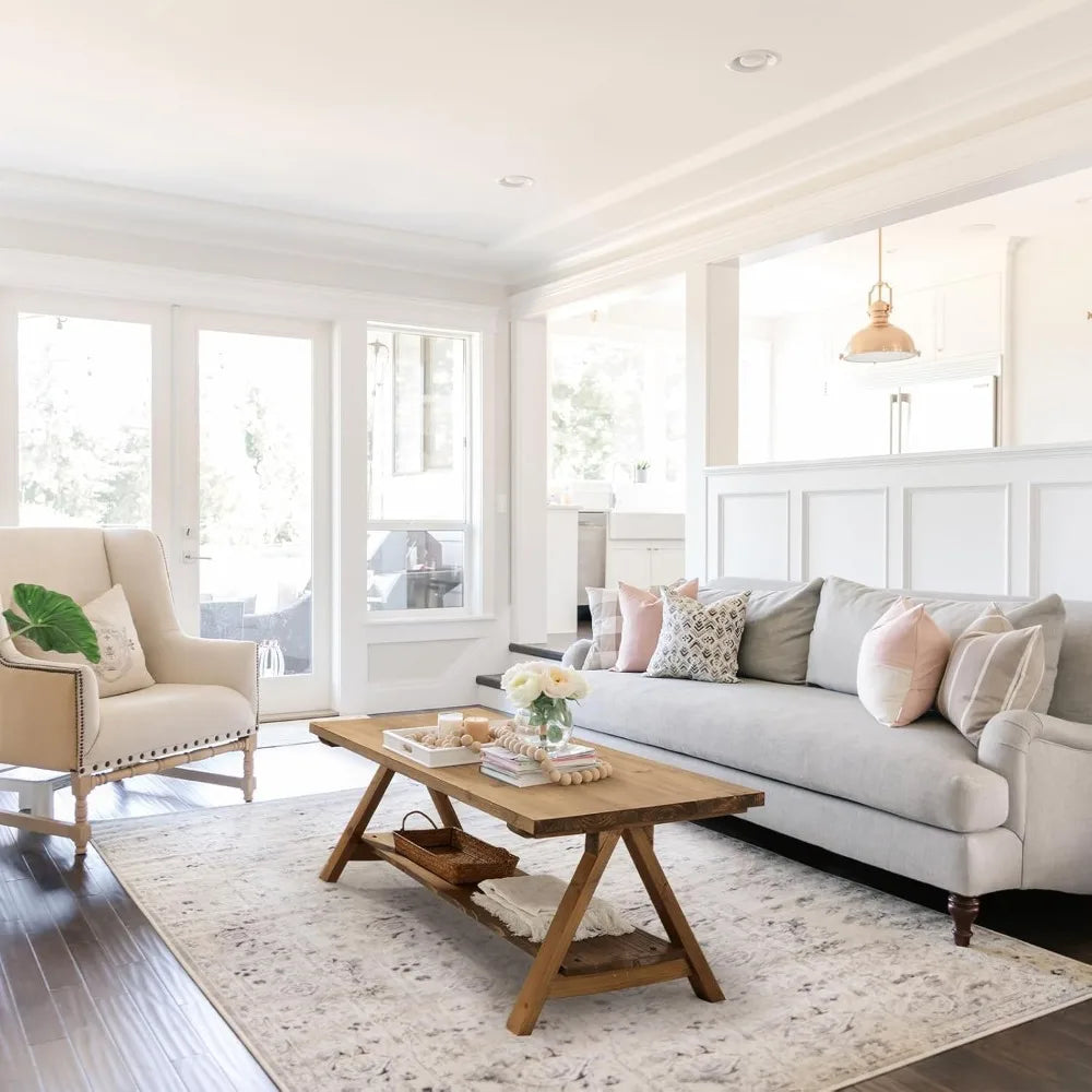 Solid wood coffee table - 42.5” firwood farmhouse rustic wooden tables for living room rectangle - united states