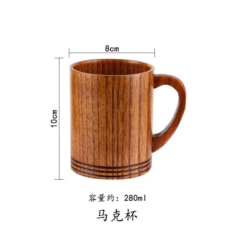 Wooden big belly cups handmade jujube wood handle beer tea coffee milk water cup kitchen bar drinkware for 1pc - mug