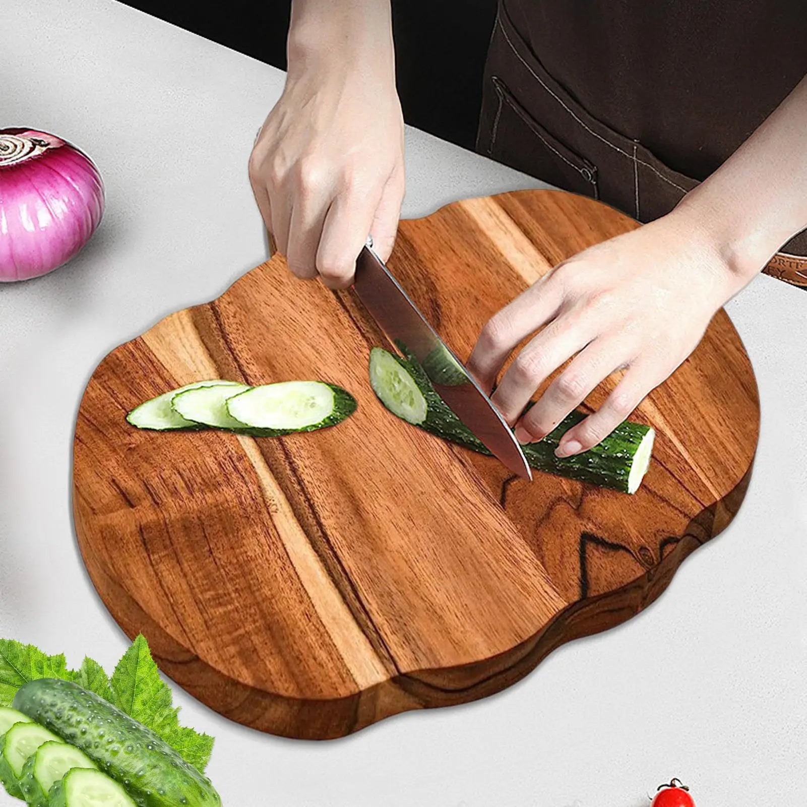 Halloween wooden cutting board serving pumpkin shaped holiday cheese multipurpose for - wood color