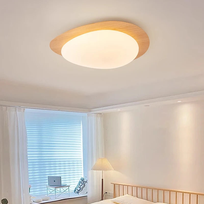 Bedroom light nordic original wood grain color ceiling modern minimalist and creative led restaurant book room lighting