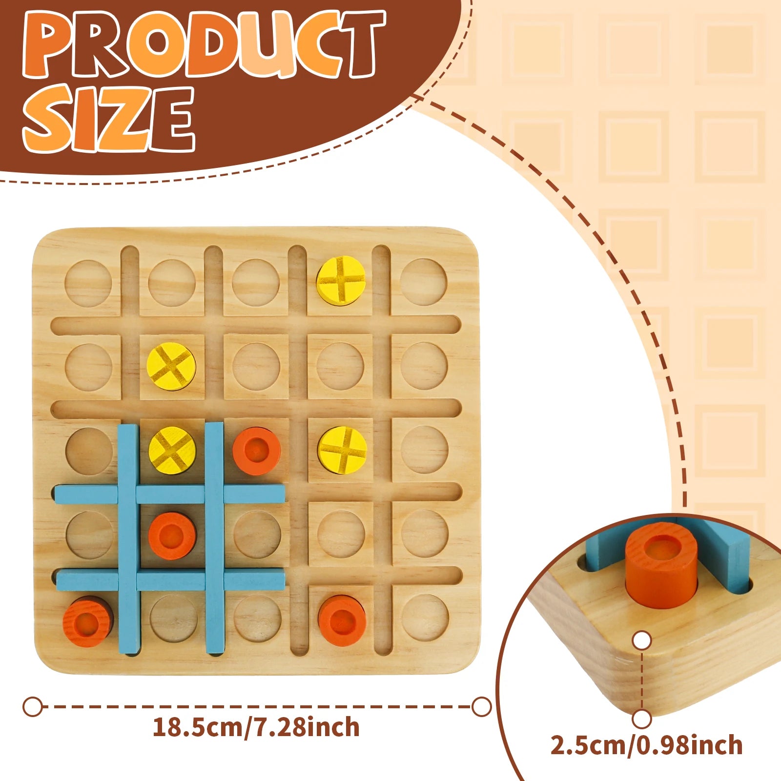 Tic-tac-two board game wooden jigsaw block puzzle strategy based montessori educational gift for kids ox chess - wood