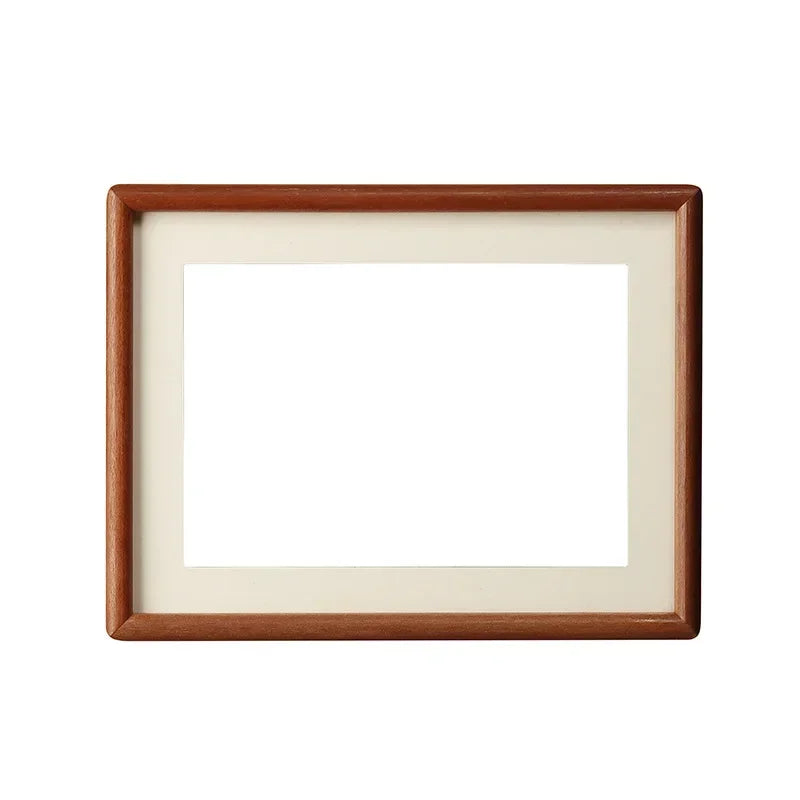 Solid wood round corner picture frame walnut and golden sandalwood minimalist design tabletop home decor