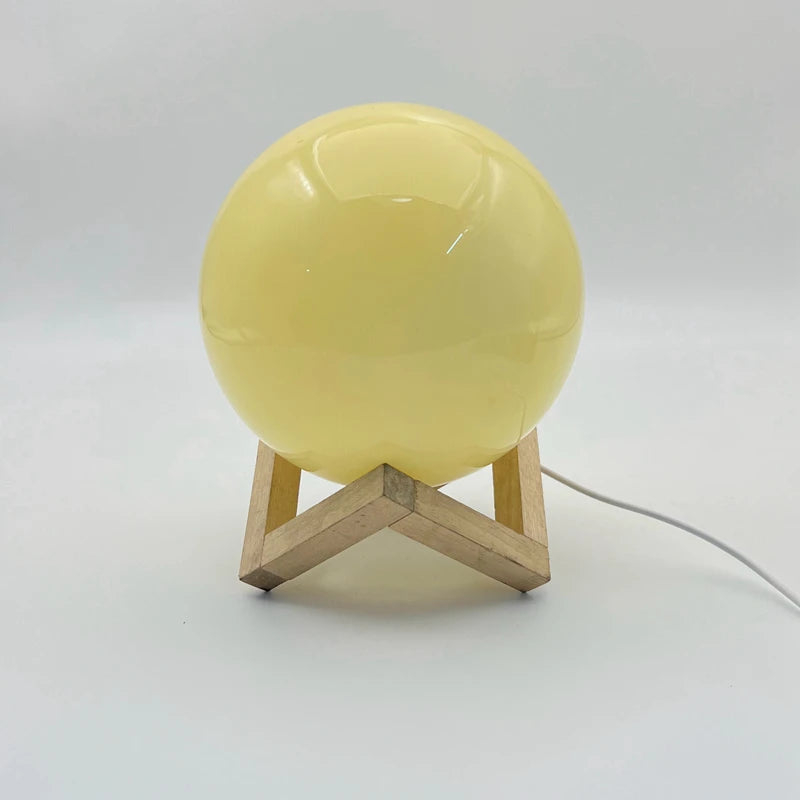 Modern and simple wooden round ball decorative small table lamp bedroom bedside living room to add atmosphere environm