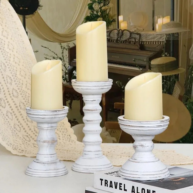 New style retro wooden candle holder 3-piece set container desktop decoration home decor wedding