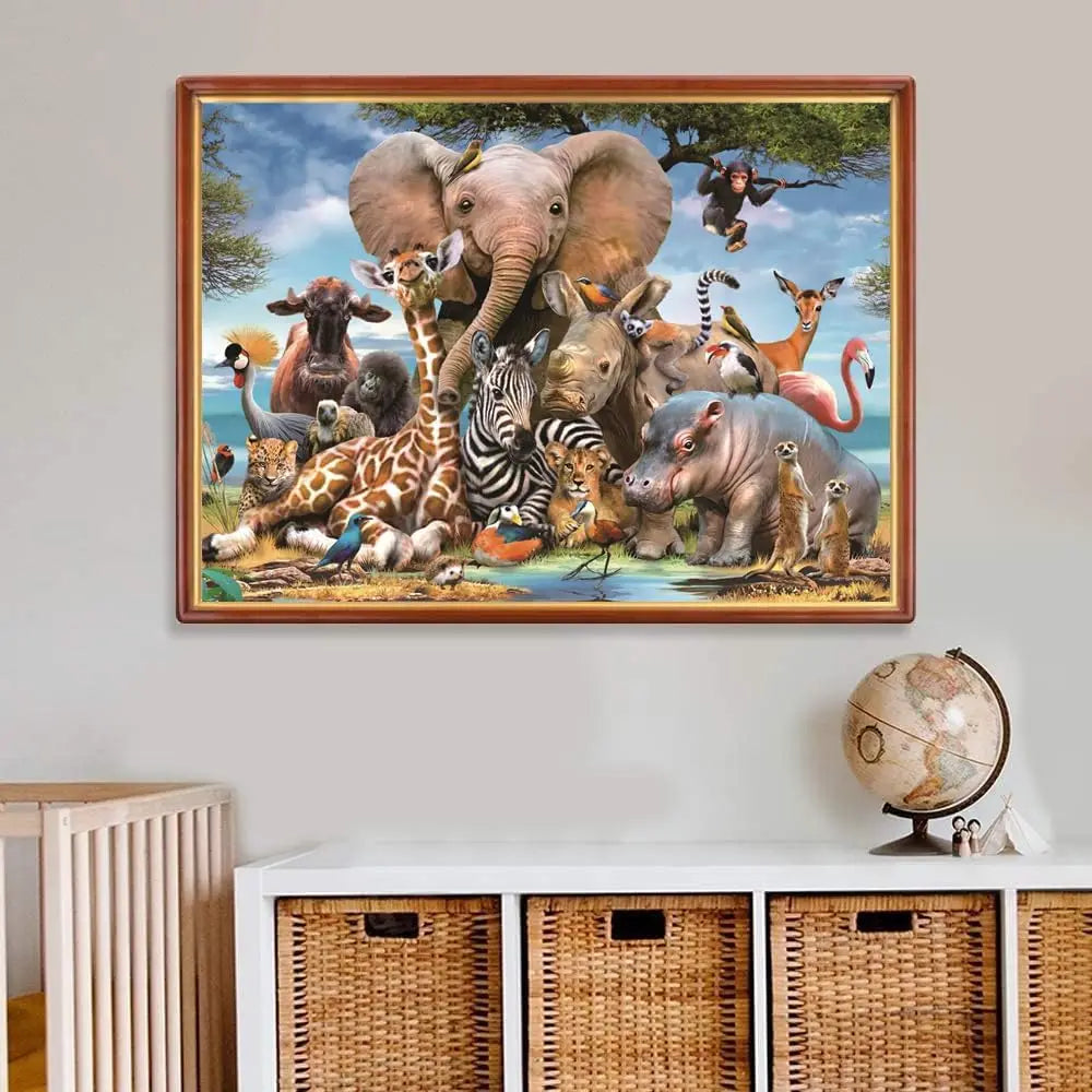 Animal kingdom wooden puzzle 1000/500/300pcs jigsaw for gameroom bedroom livingroom birthday party gift challenging