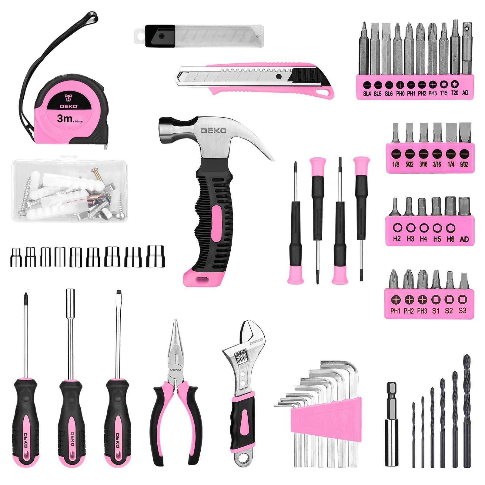 Deko 126pcs power tool combo kits with 8v cordless drill,10mm 3/8’’ keyless chuck,professional home household diy hand