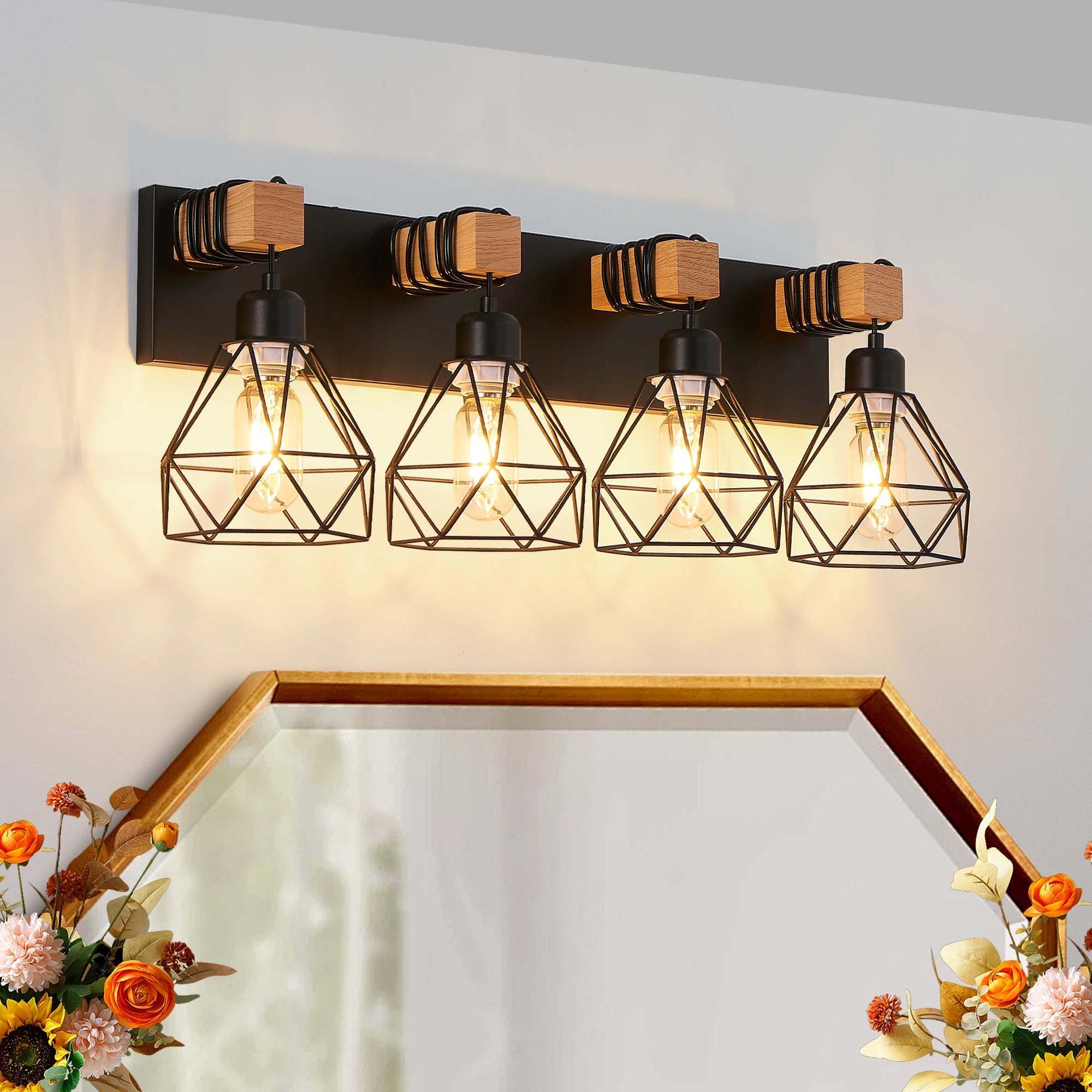 24-modern-geometric-4-light-vanity-light-fixture-with-black-metal-wooden-accents-and-cage-lampshade