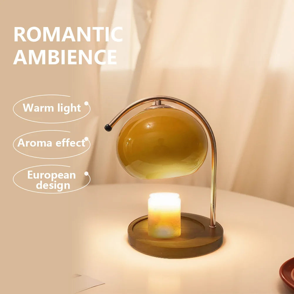 Wooden base candle warmer lamp with timer nordic wax 2 bulbs modern melting light for house office decoration