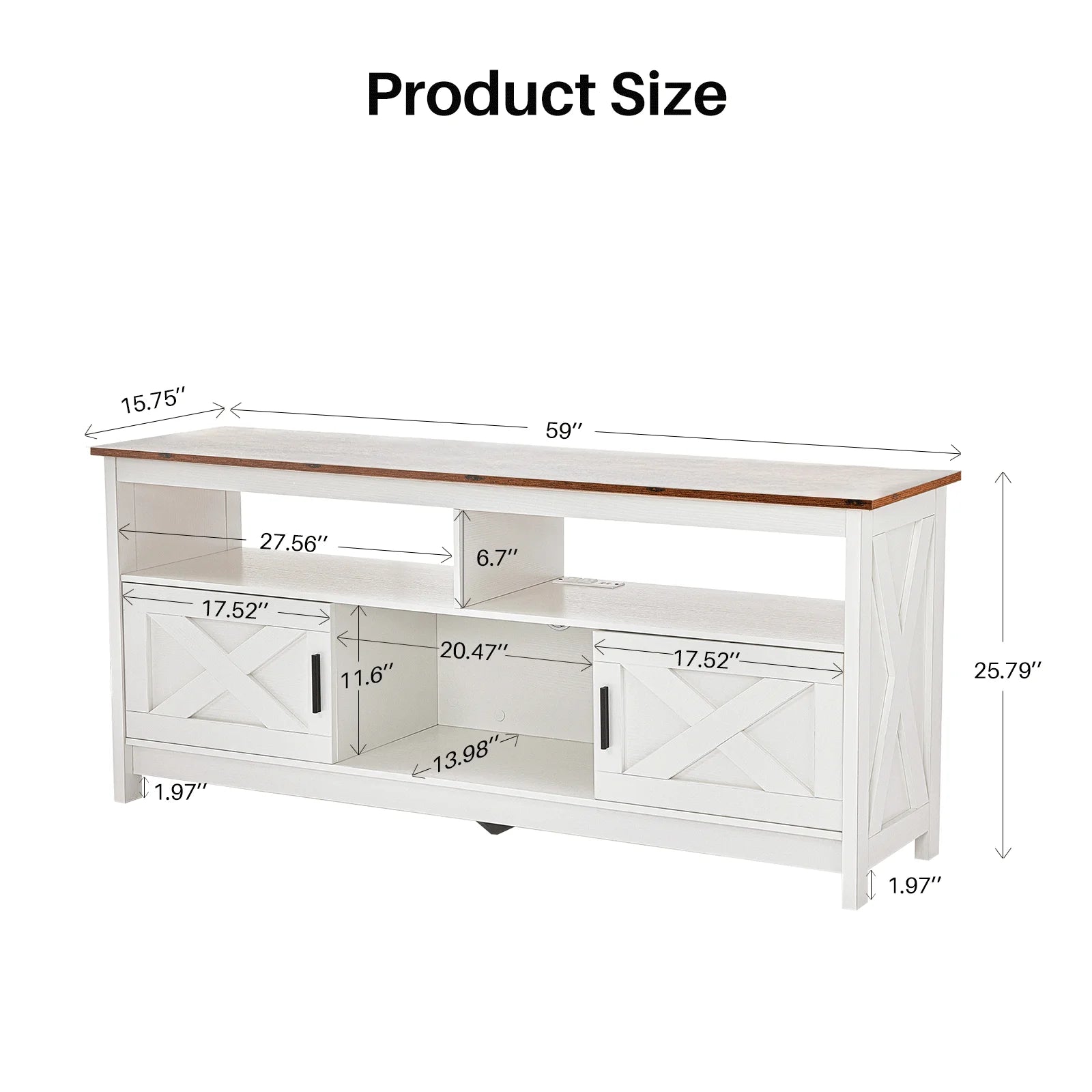 Redlife tv stand for tvs up to 65 inches entertainment center w/ power outlet storage cabinet three open shelves living