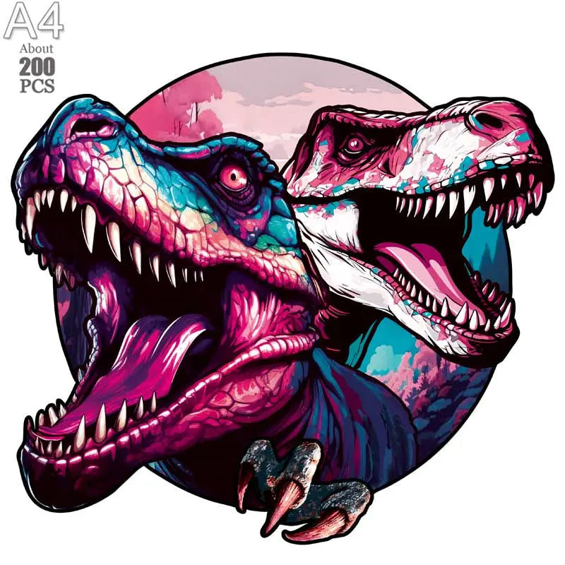 Shark wooden animal puzzle high quality dinosaur puzzles brain twister toys kids adult moderately difficult wood jigsaw